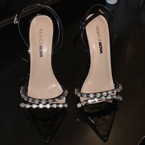 ‼️Black Stiletto Strappy Heels w/ Rhinestones‼️
